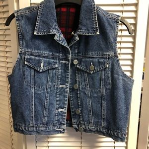Reversible jean/ plaid vest